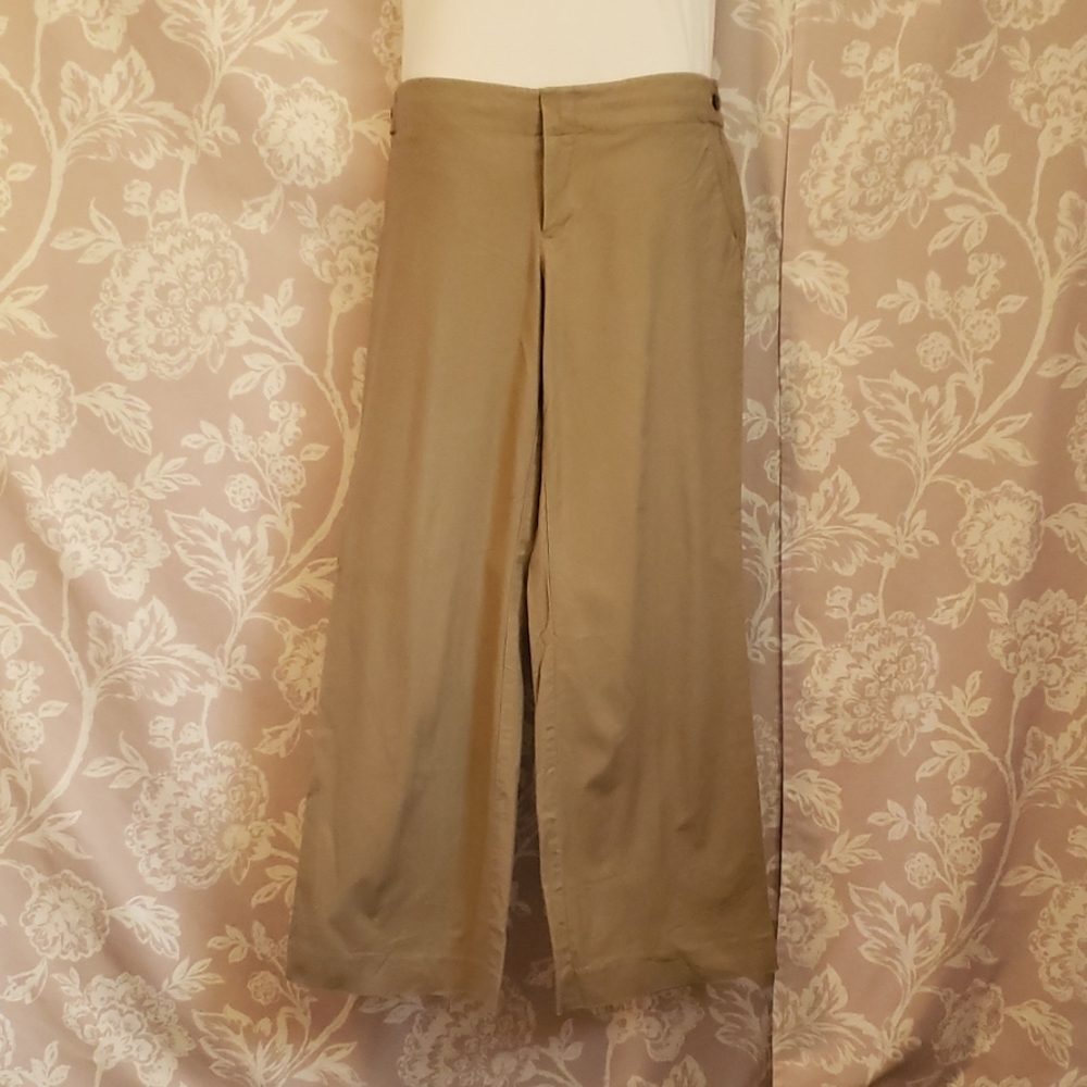 Side button flare leg khakis
